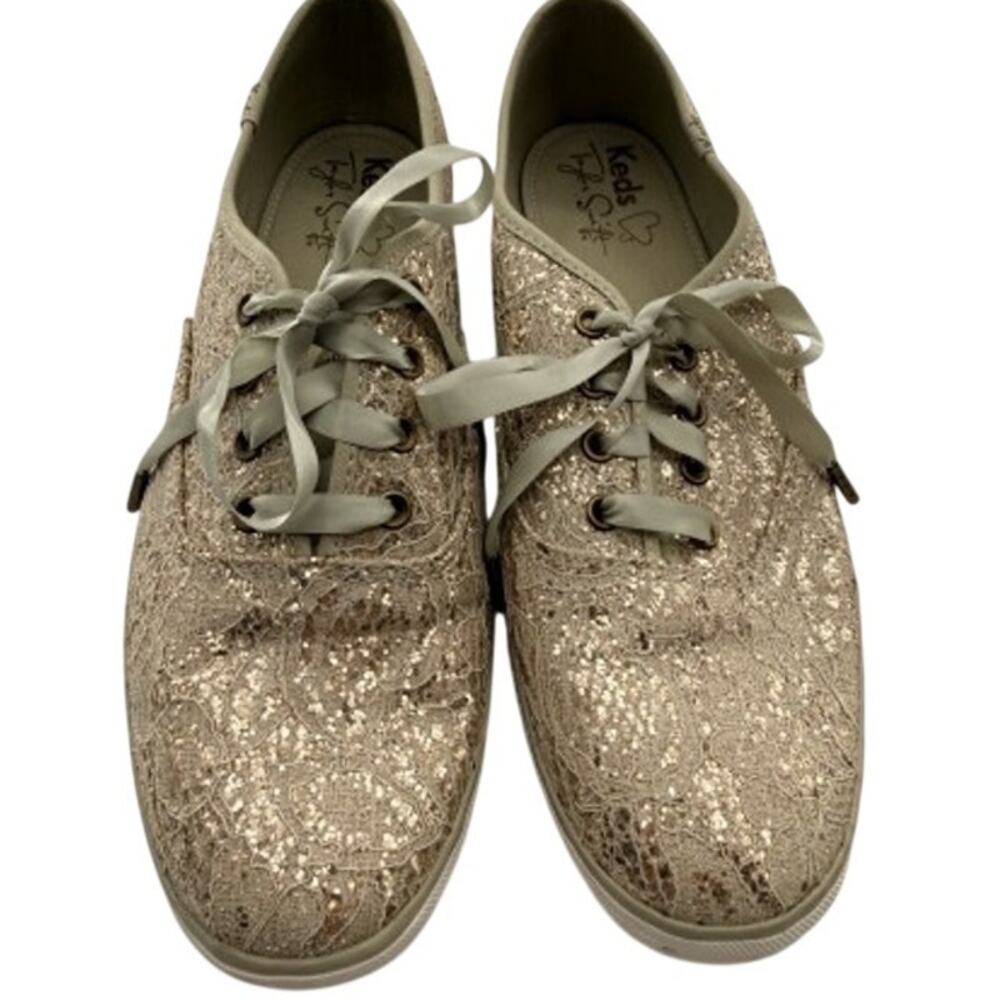 Keds x Taylor Swift gold metallic lace glitter sneakers Eras 9.5